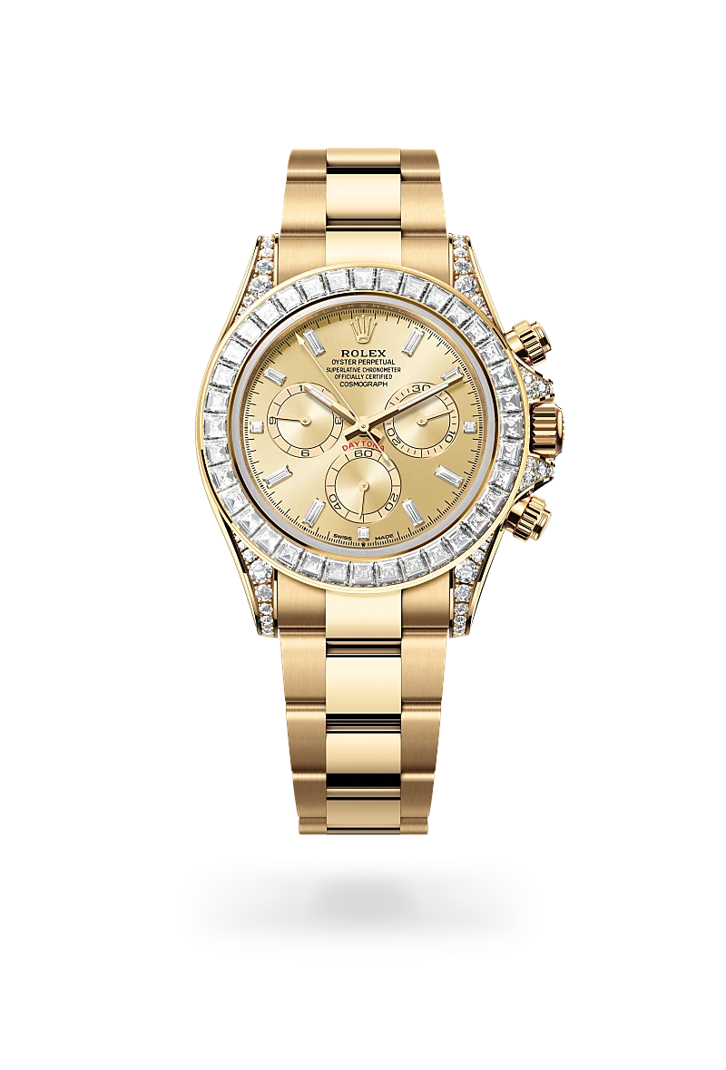Rolex Cosmograph Daytona in 18 ct yellow gold with lugs set with diamonds M126598TBR 0001 deBoulle Diamond Jewelry