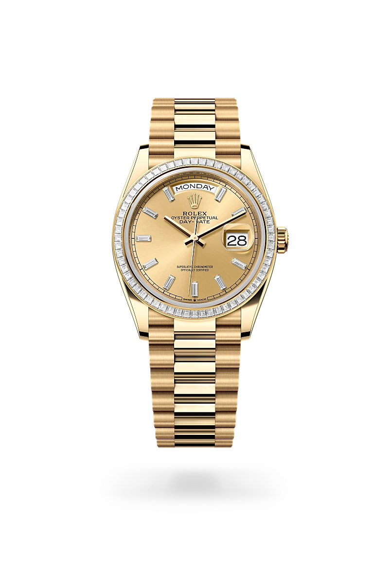 Rolex Day Date 36 in 18 ct yellow gold M128398TBR 0037 deBoulle Diamond Jewelry
