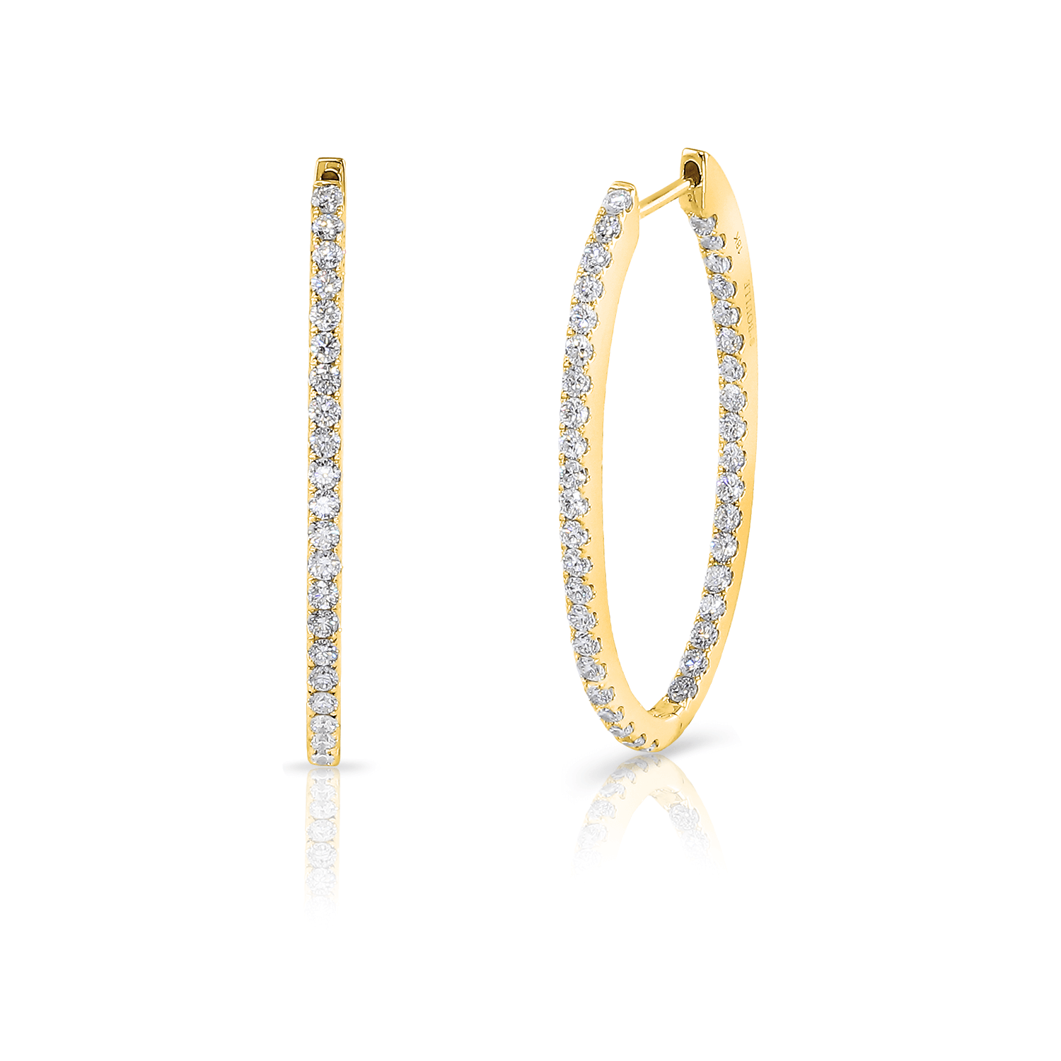 deBoulle Collection Oblong Diamond Hoops in Yellow Gold