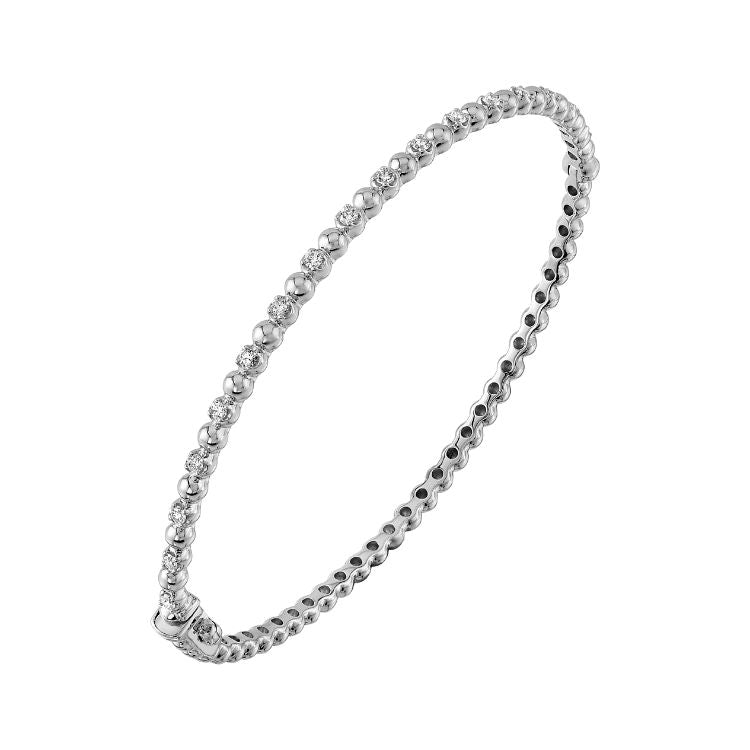 deBoulle Collection Modern Retro Diamond & Beaded Bangle in White Gold