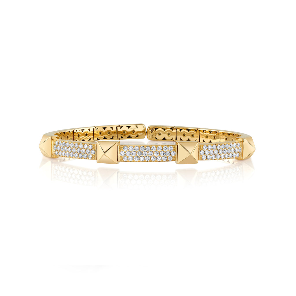 deBoulle Collection Pyramid Cuff with Diamonds in Yellow Gold