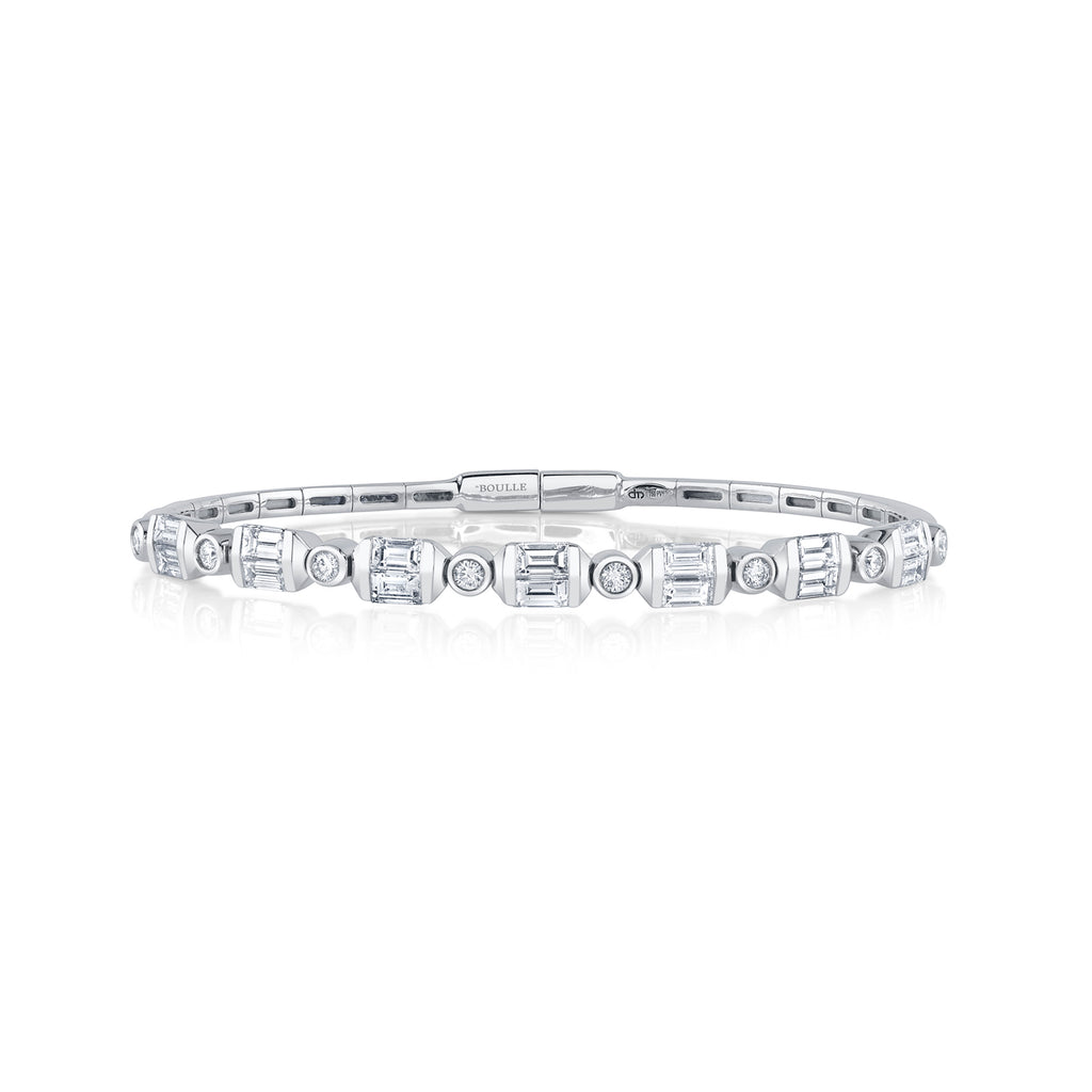 deBoulle Collection Alternating Diamond Bracelet in White Gold