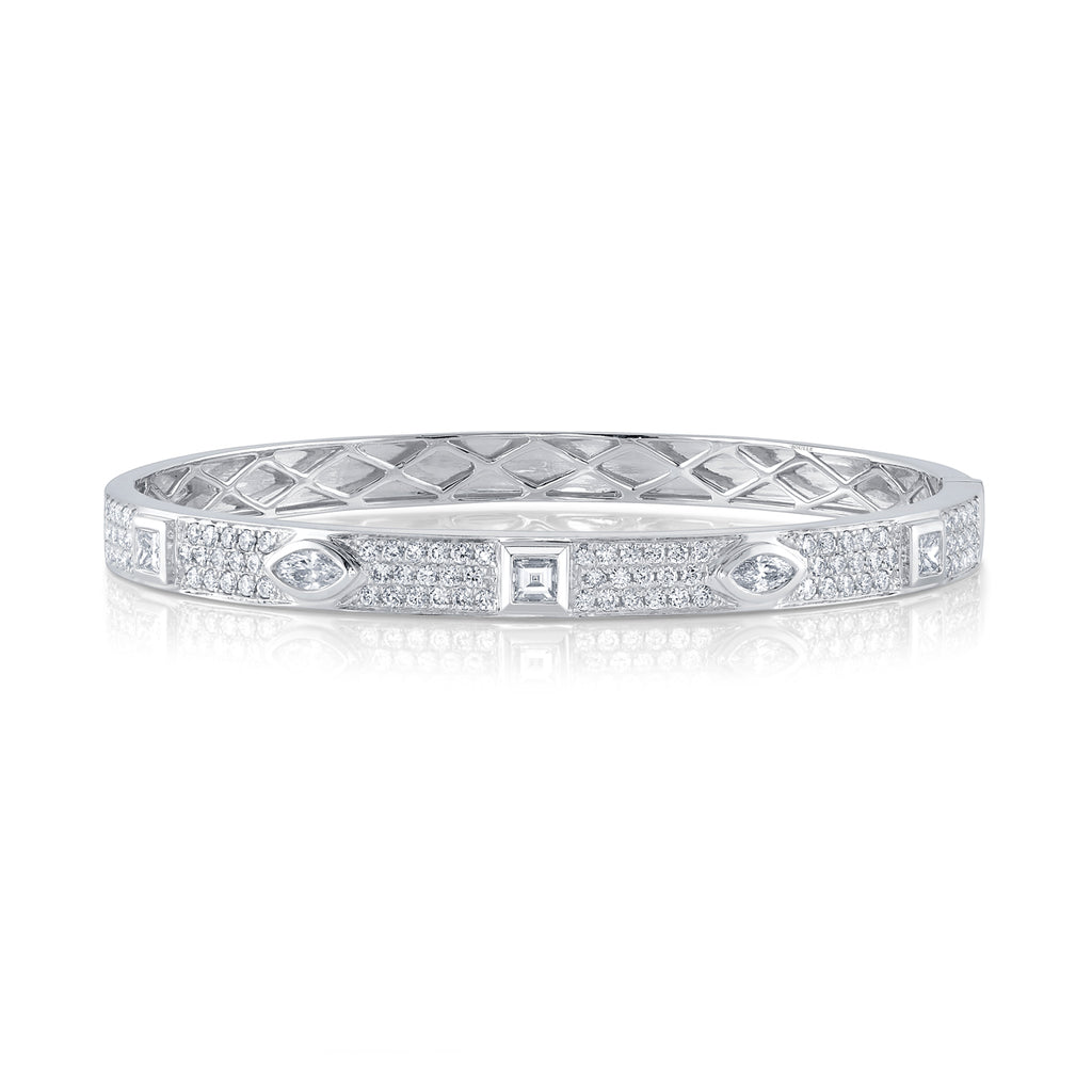 deBoulle Collection Alternating Diamond Bangle in White Gold