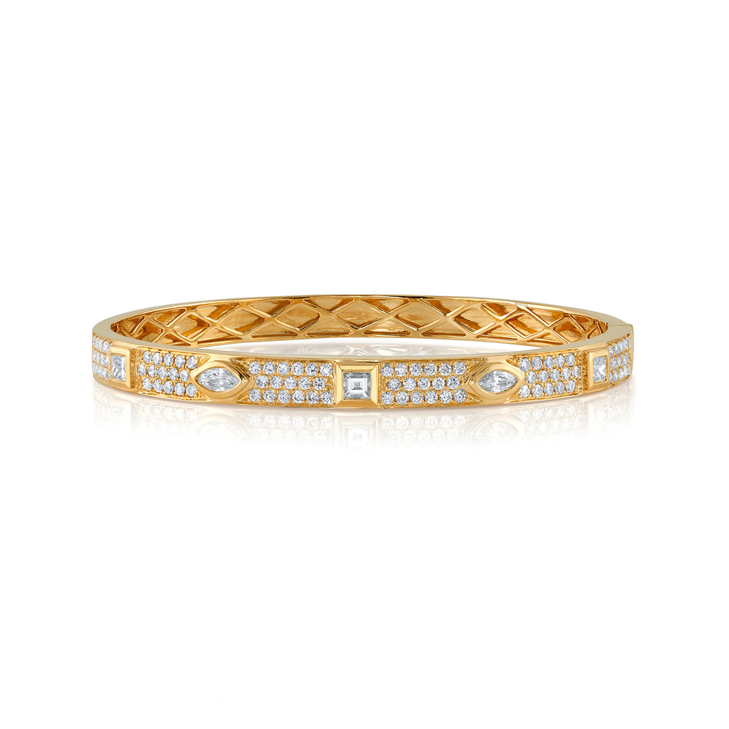 deBoulle Collection Alternating Diamond Bangle in Yellow Gold