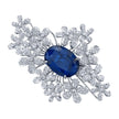 Ethiopian Sapphire and Diamond Flower Brooch