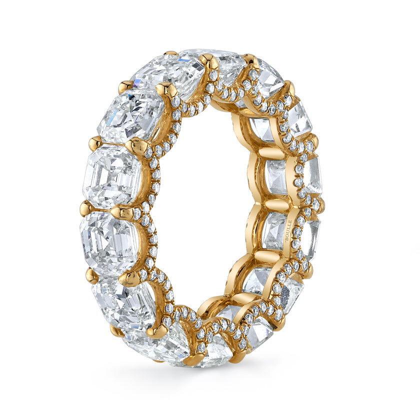 deBoulle Bridal Collection Eternity Band with Asscher Cut Diamonds in Yellow Gold