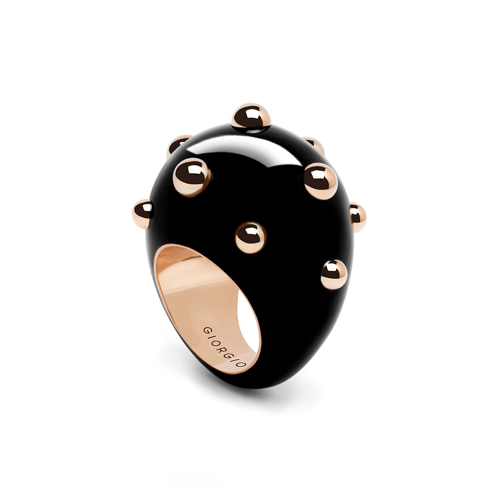 Giorgio B Goccia Ring in Black Enamel
