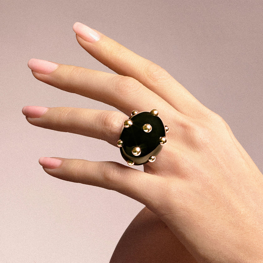 Giorgio B Goccia Ring in Black Enamel