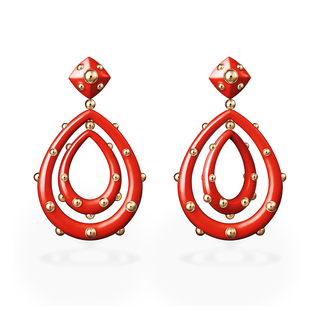 Giorgio B Goccia Earrings in Red Enamel