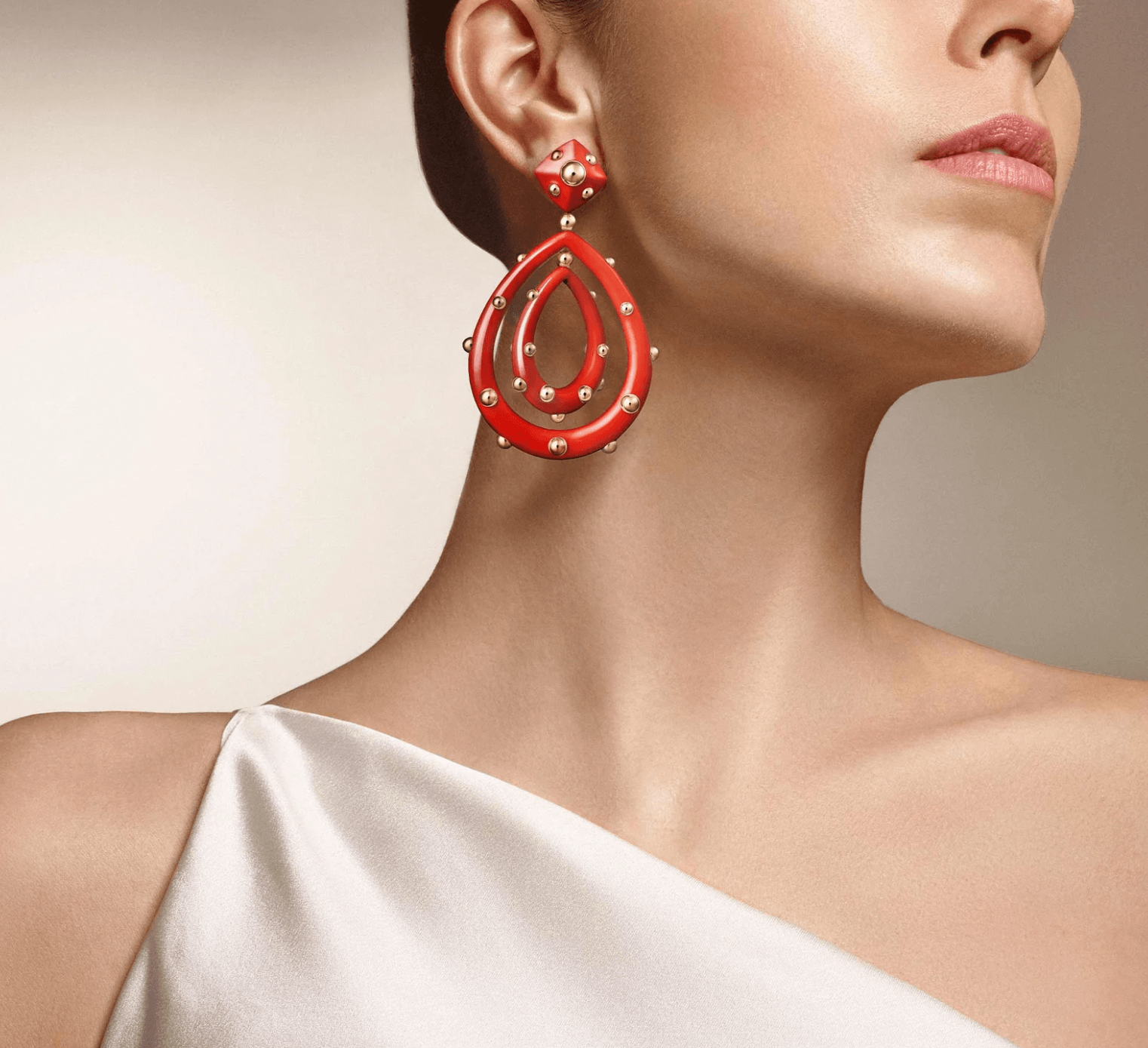 Giorgio B Goccia Earrings in Red Enamel