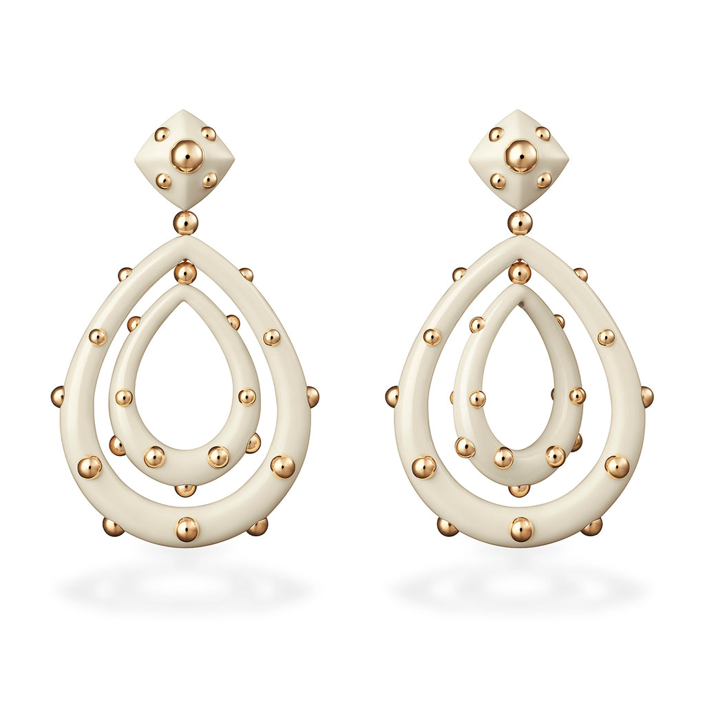 Giorgio B Goccia Earrings in Ivory Enamel