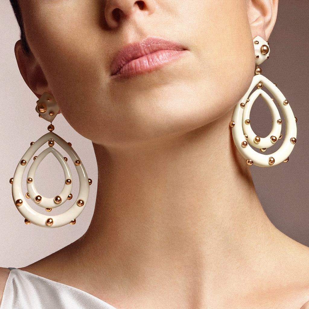 Giorgio B Goccia Earrings in Ivory Enamel