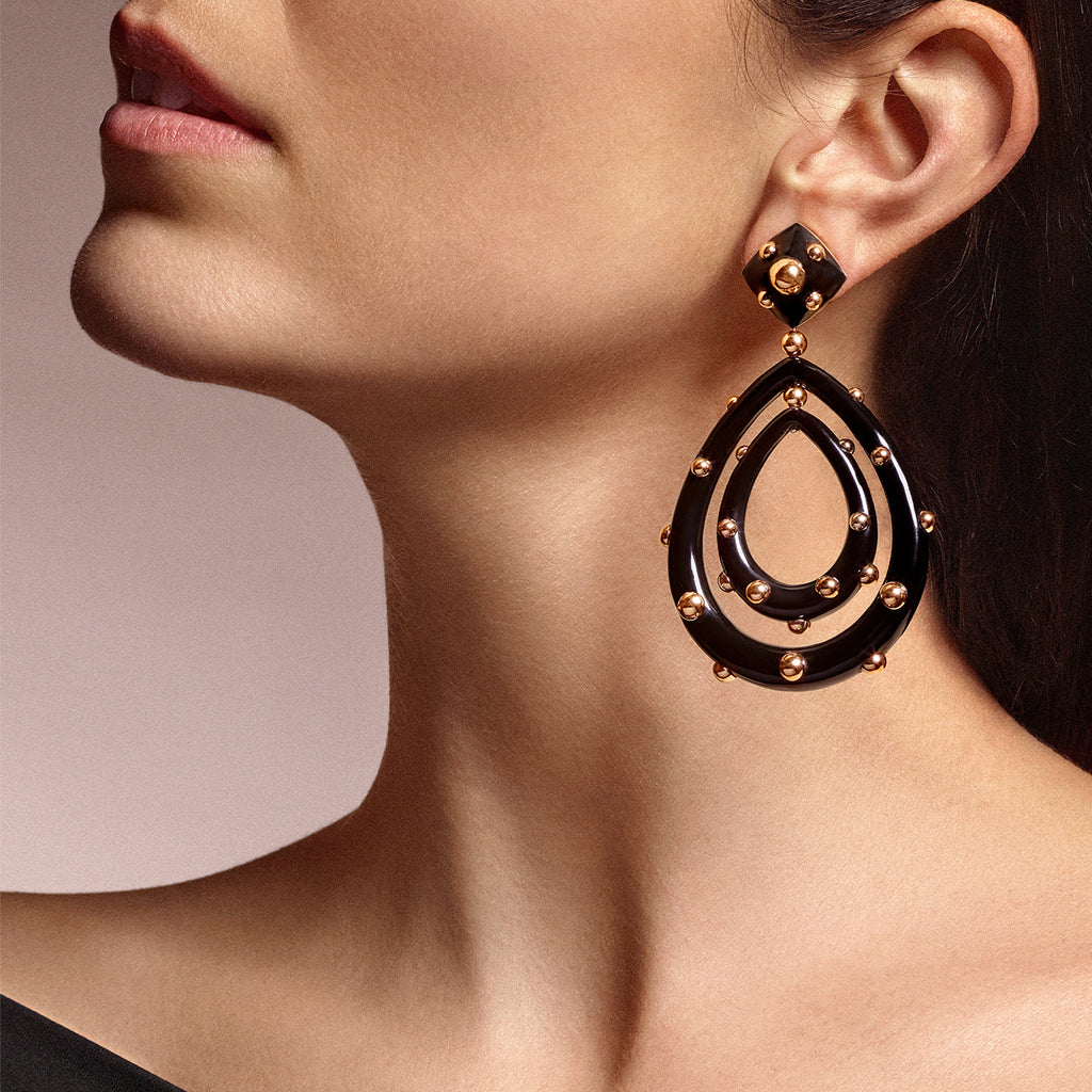 Giorgio B Goccia Earrings in Black Enamel