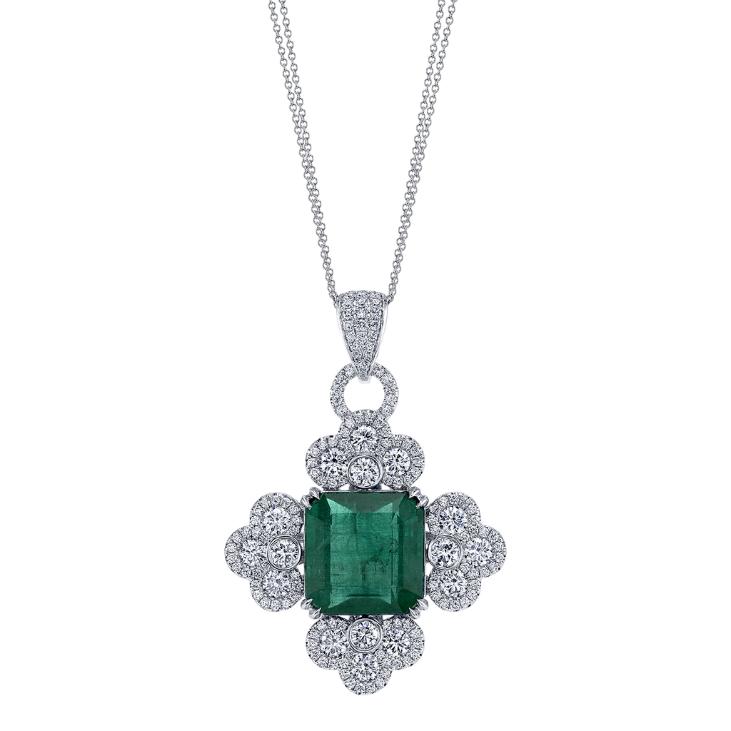 deBoulle High Jewelry Collection Emerald Bottony Cross Pendant