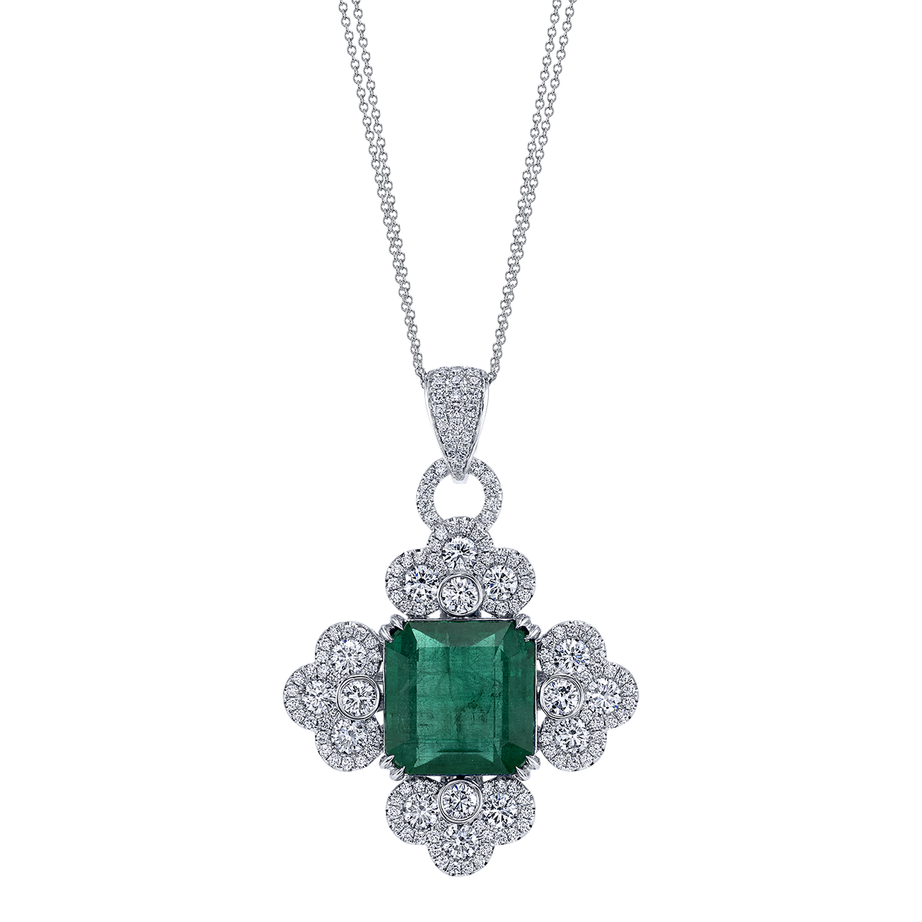 deBoulle High Jewelry Collection Emerald Bottony Cross Pendant