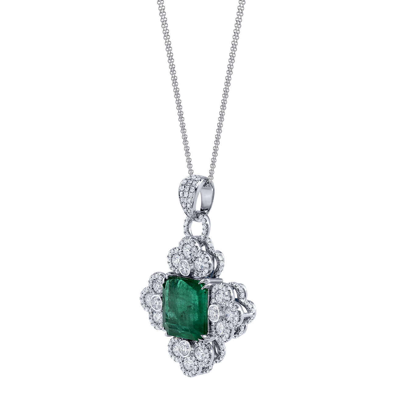 deBoulle High Jewelry Collection Emerald Bottony Cross Pendant