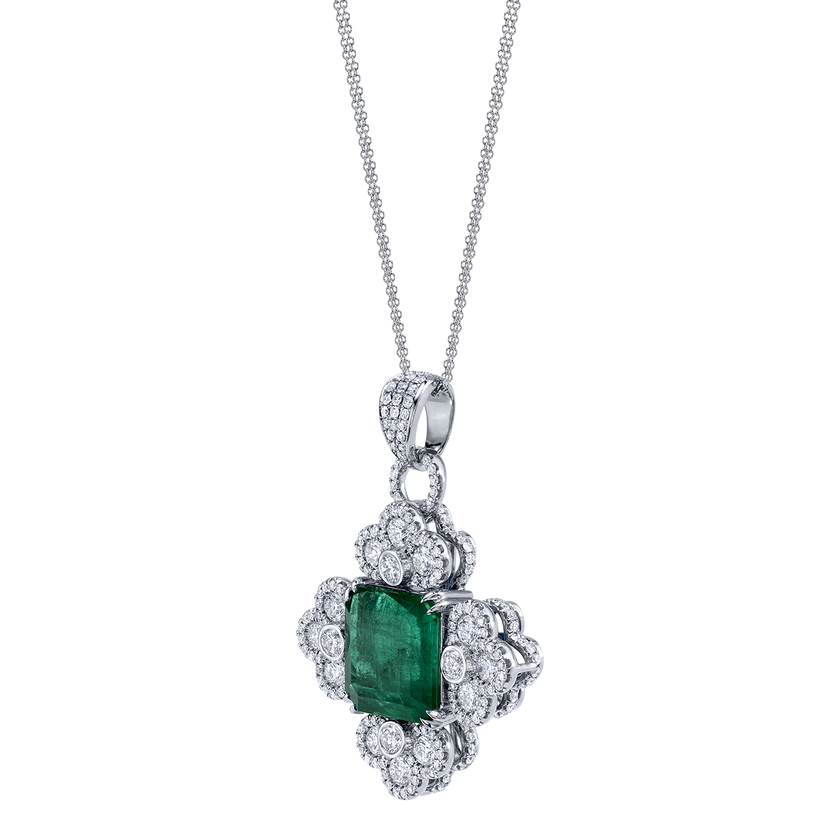 deBoulle High Jewelry Collection Emerald Bottony Cross Pendant