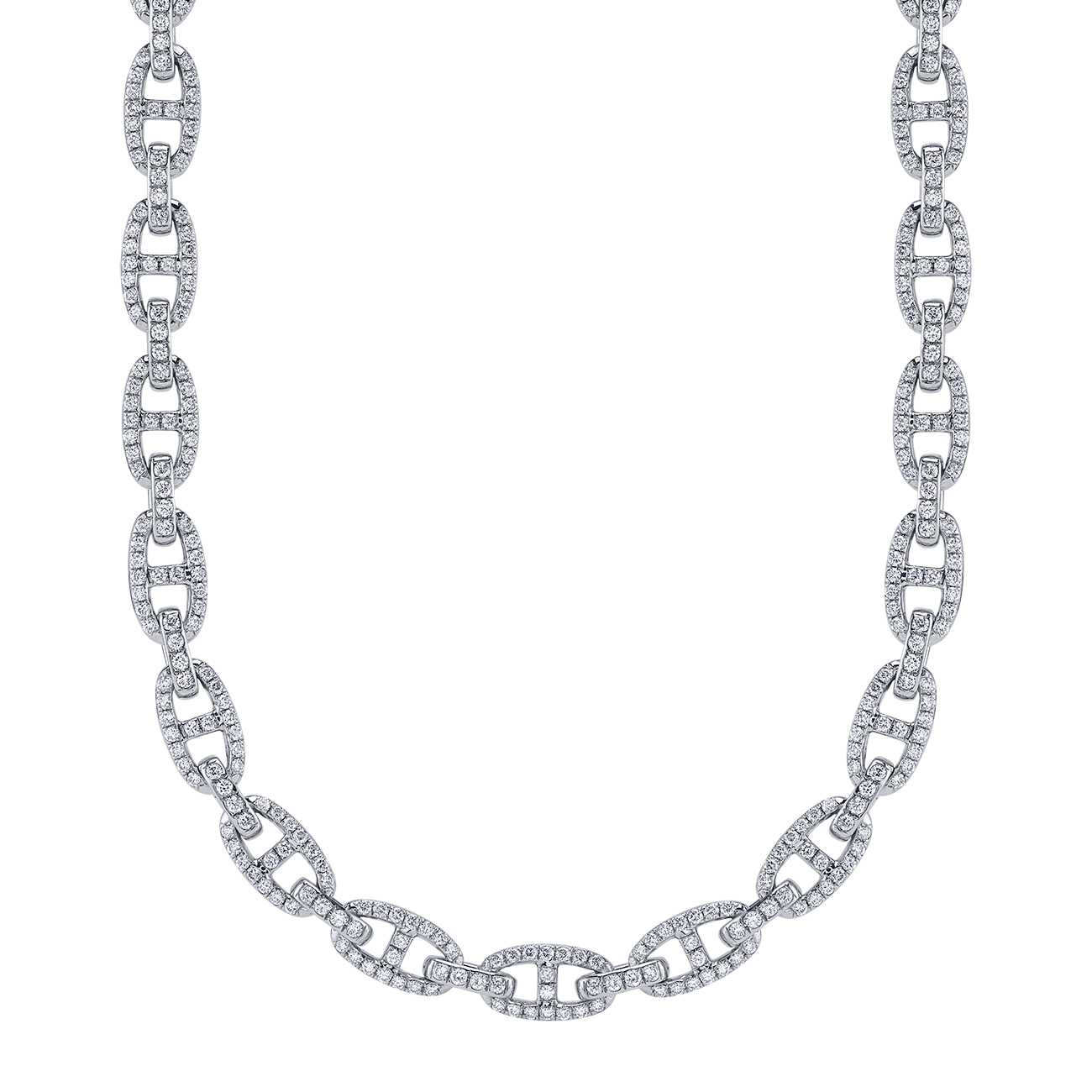 Round Brilliant Diamond Link Necklace