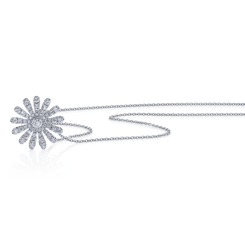 deBoulle Collection Daisy Petite Necklace in White Gold