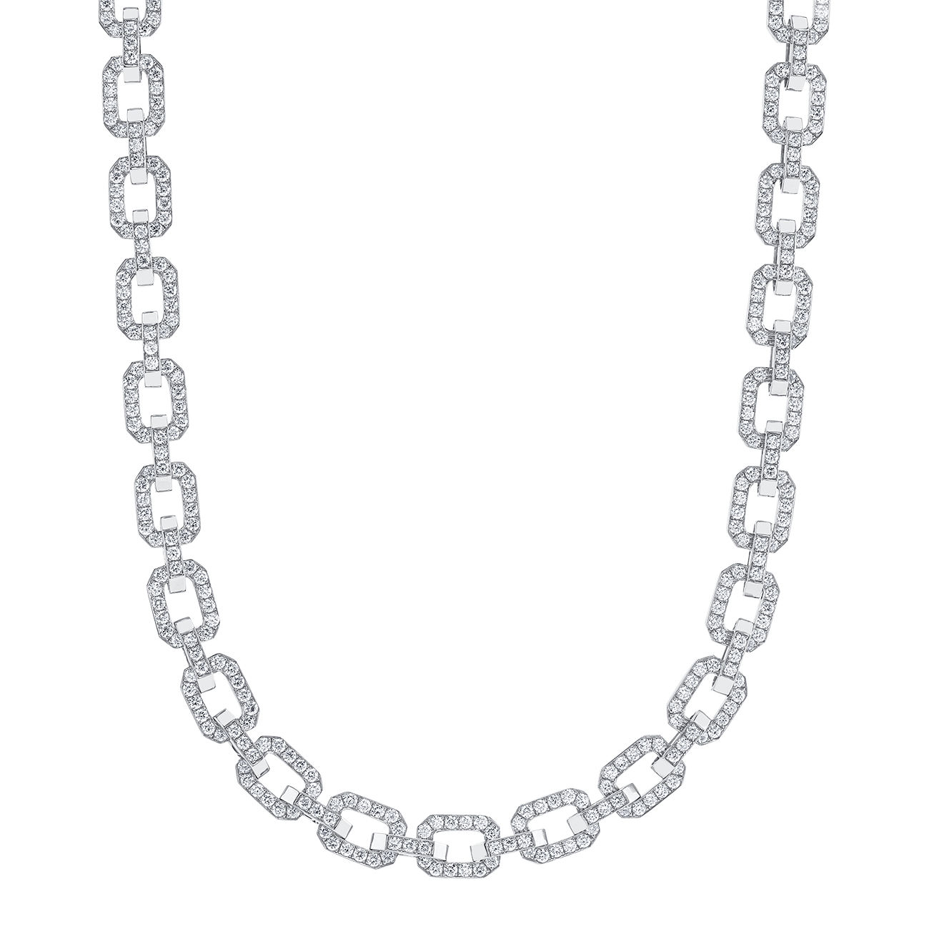 Linkedin Necklace with Diamonds in White Gold