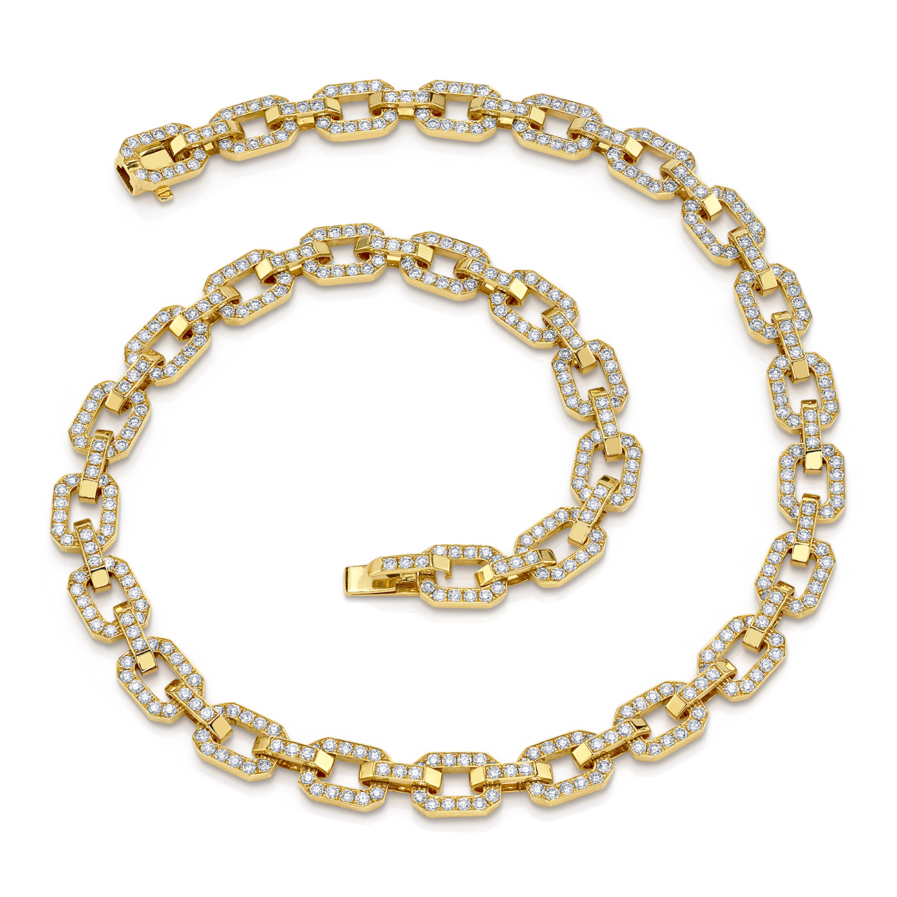 deBoulle Collection Linkedin Necklace with Diamonds in Yellow Gold
