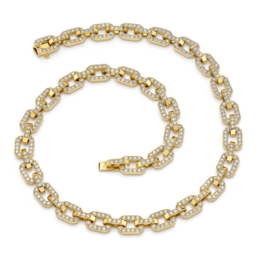 deBoulle Collection Linkedin Necklace with Diamonds in Yellow Gold