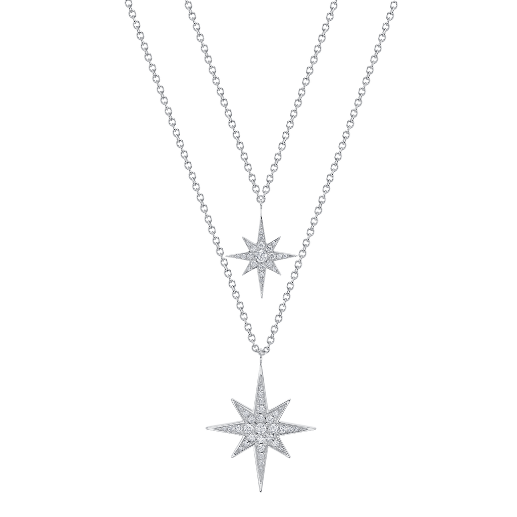 Stacked Constellation Necklace in White Gold