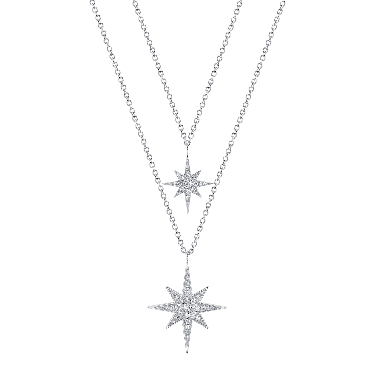 Stacked Constellation Necklace in White Gold