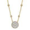 Round Diamond Cluster Pendant in Yellow Gold