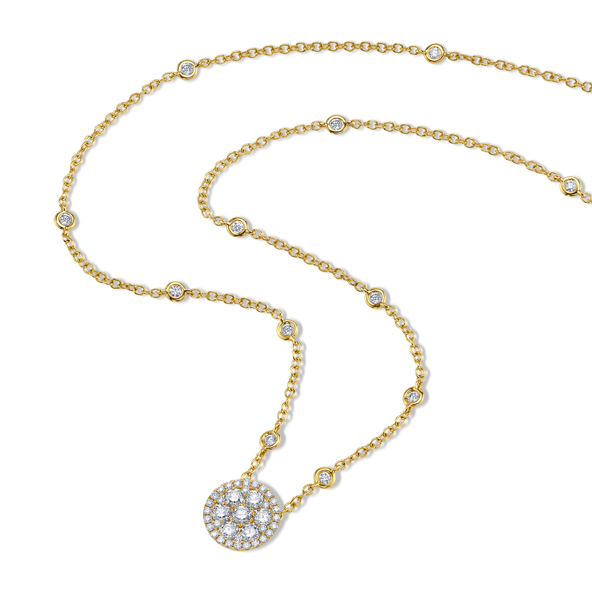 deBoulle Collection Round Diamond Cluster Pendant in Yellow Gold