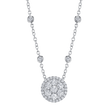 Round Diamond Cluster Pendant in White Gold