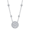 Round Diamond Cluster Pendant in White Gold