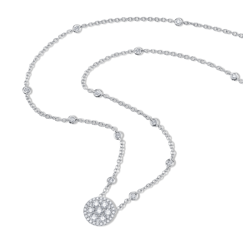 deBoulle Collection Round Diamond Cluster Pendant in White Gold