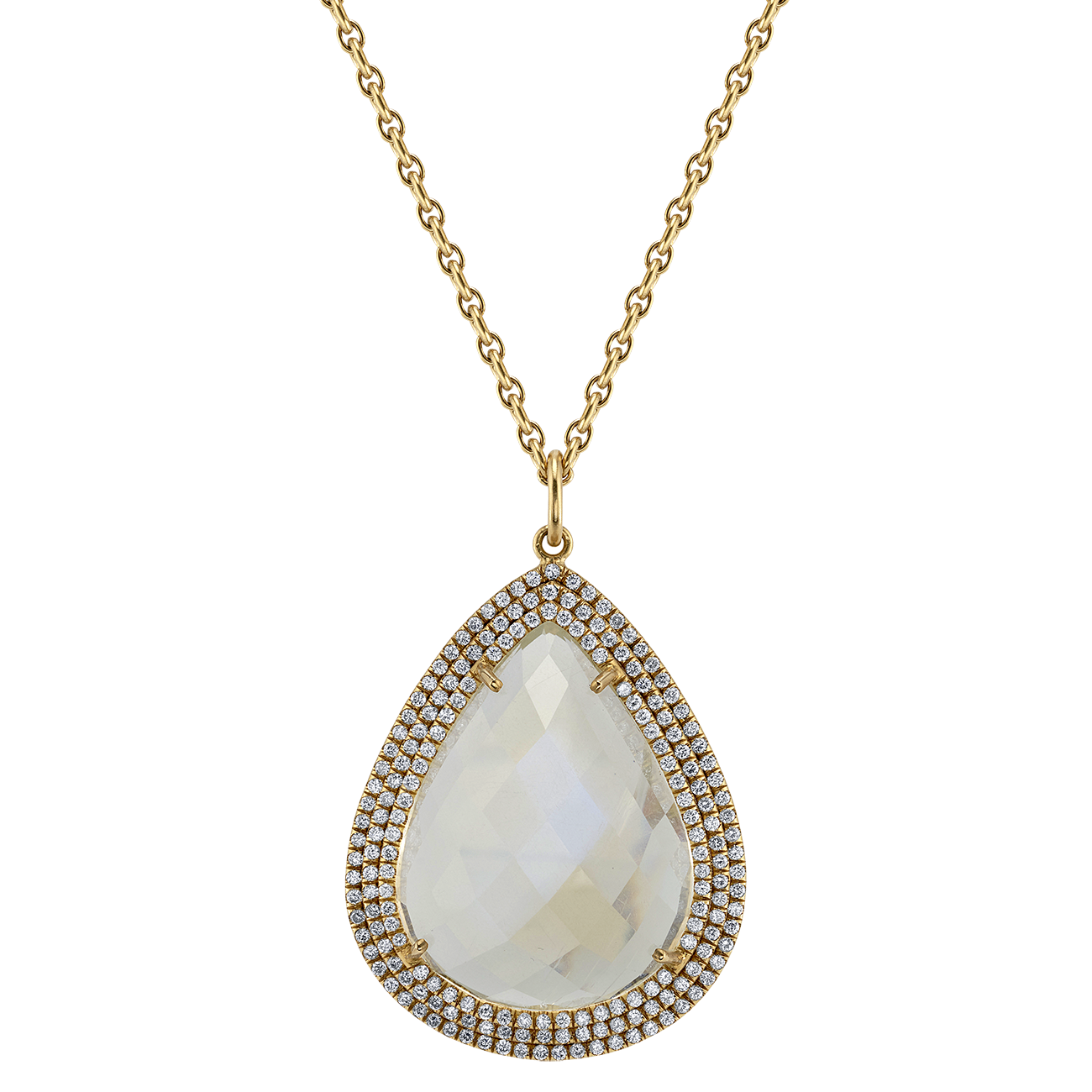 Moonstone Pendant with Round Brilliant Diamonds