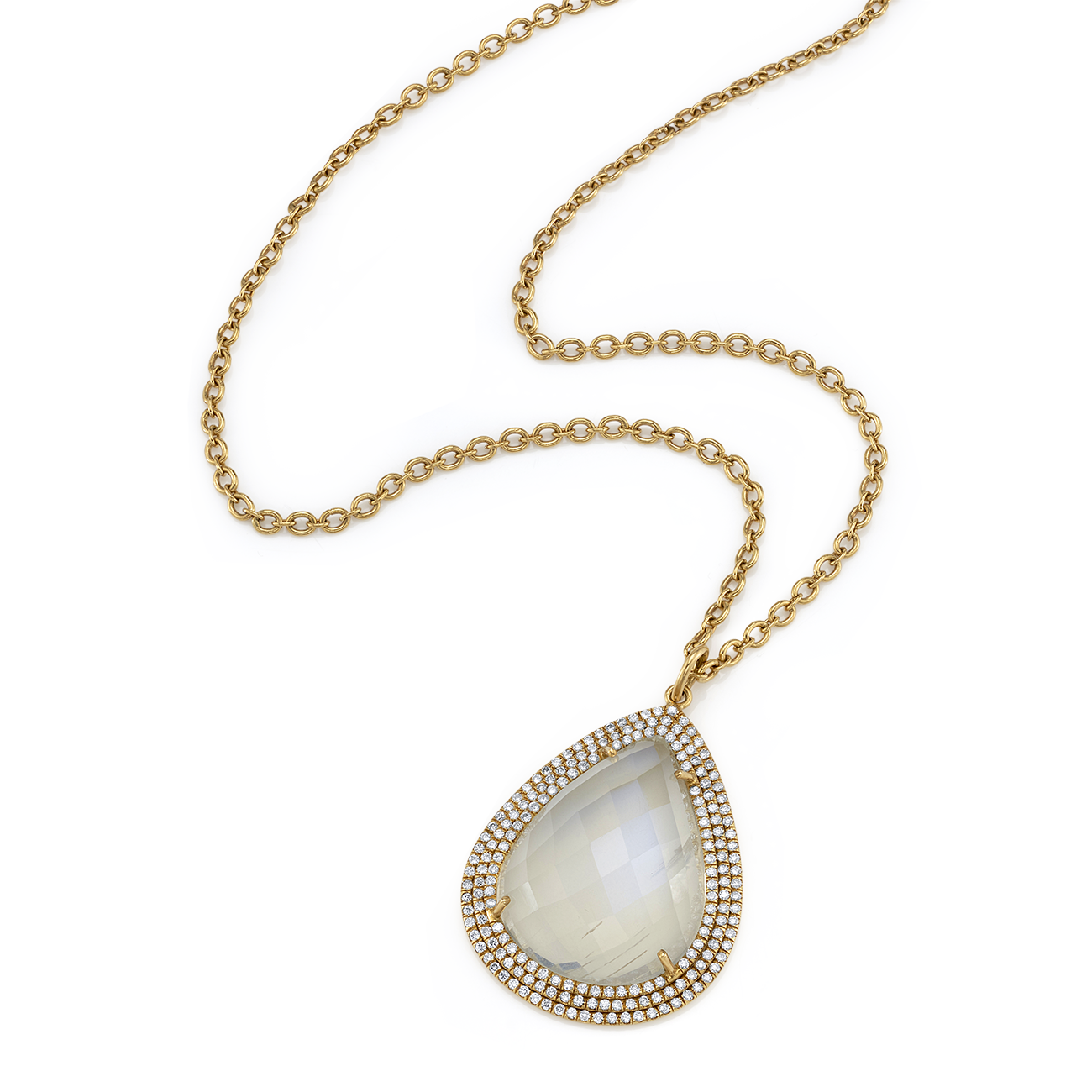 Moonstone Pendant with Round Brilliant Diamonds