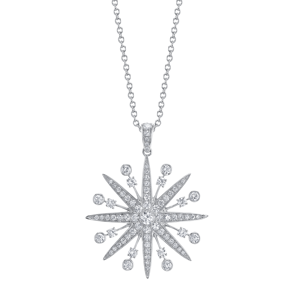 deBoulle Collection Starburst Diamond Adjustable Necklacein White Gold