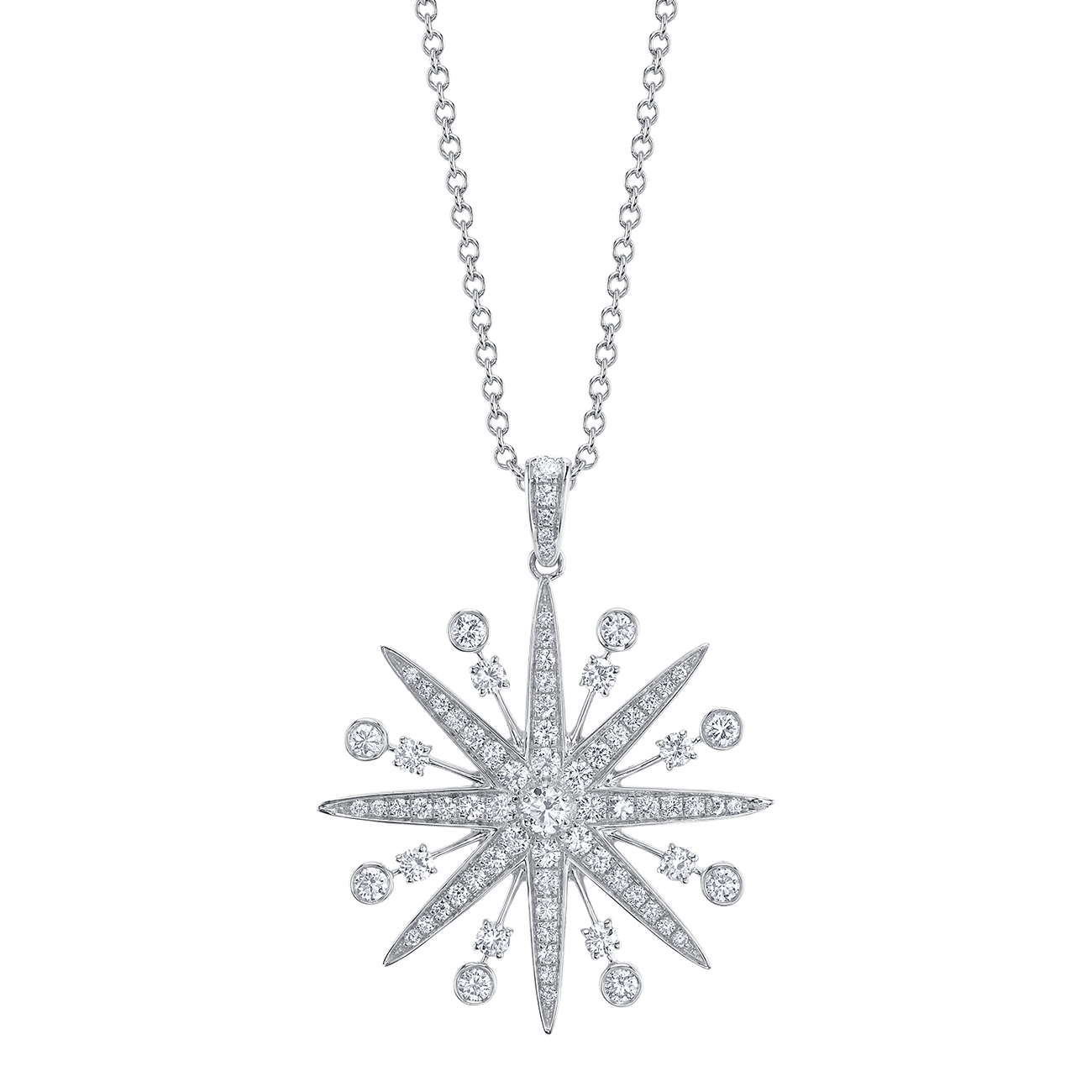 deBoulle Collection Starburst Diamond Adjustable Necklacein White Gold