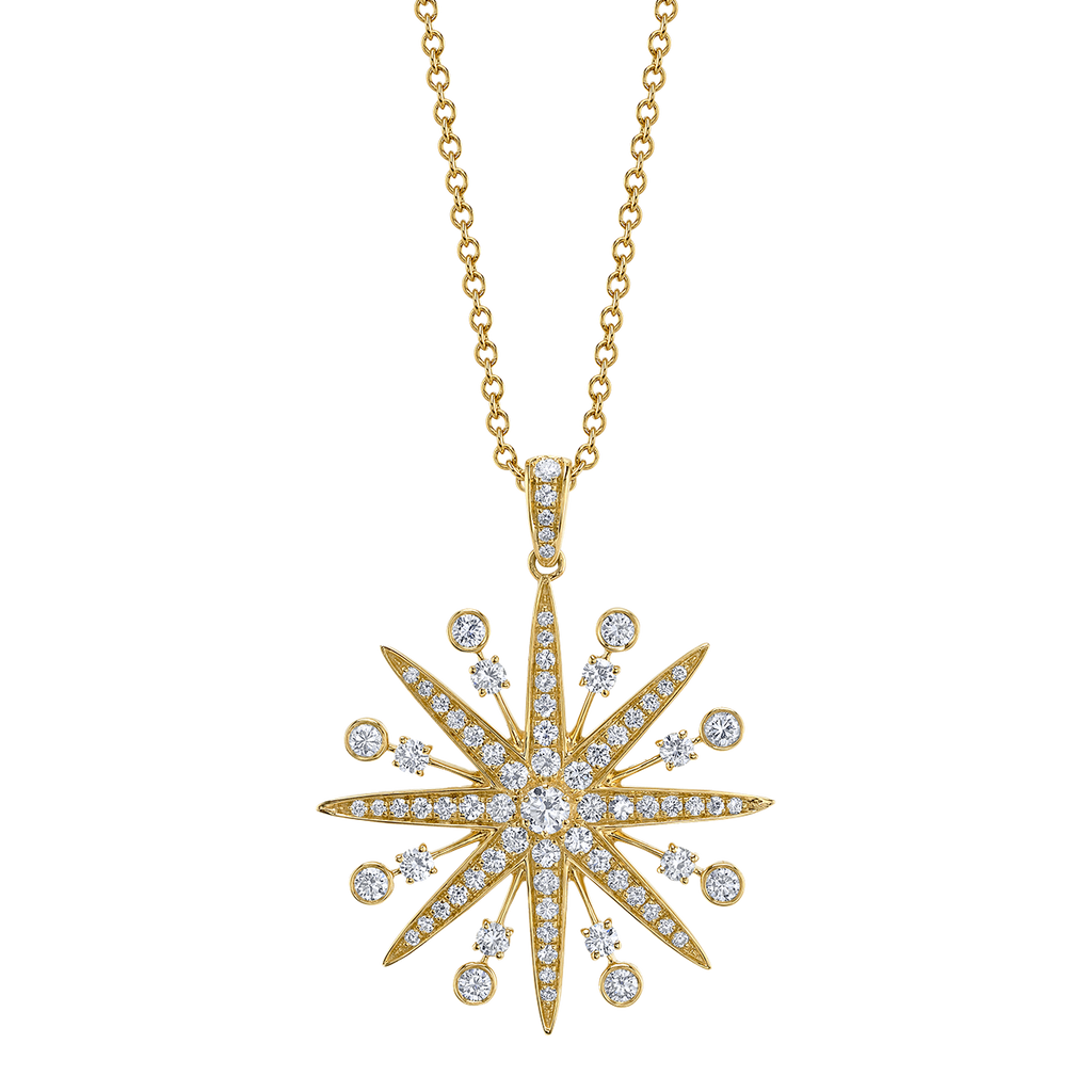 Starburst Diamond Adjustable Necklace in Yellow Gold