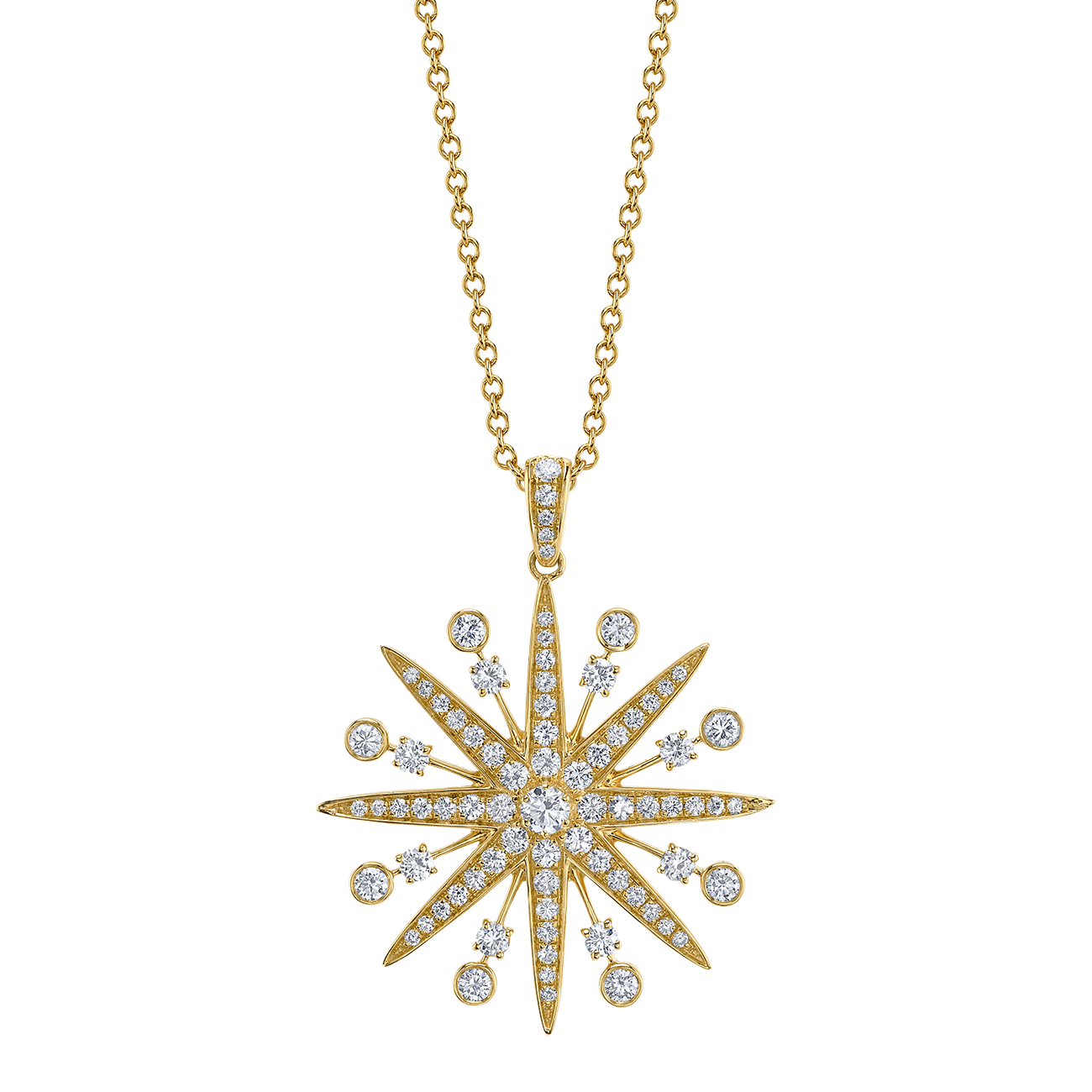 deBoulle Collection Starburst Diamond Adjustable Necklace in Yellow Gold