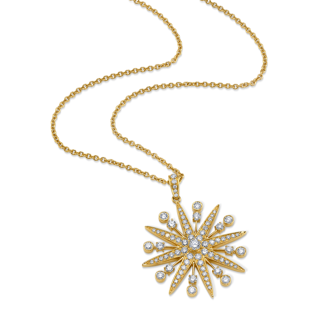 Starburst Diamond Adjustable Necklace in Yellow Gold