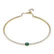 Oval Diamond and Emerald Choker Necklace