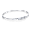 Hinged Bypass Bangle in White Gold