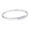 Hinged Bypass Bangle in White Gold