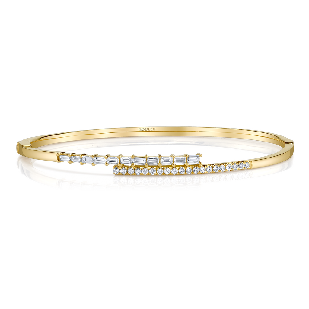 Hinged Bypass Bangle in Yellow Gold