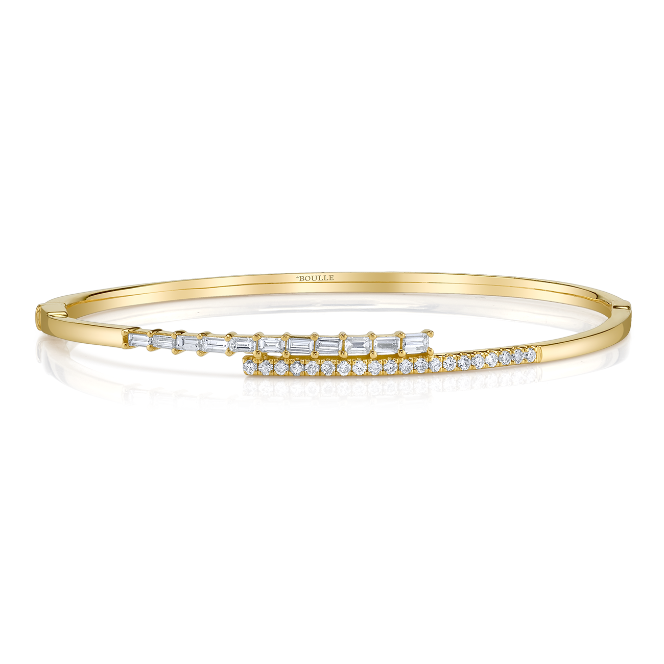 Hinged Bypass Bangle in Yellow Gold