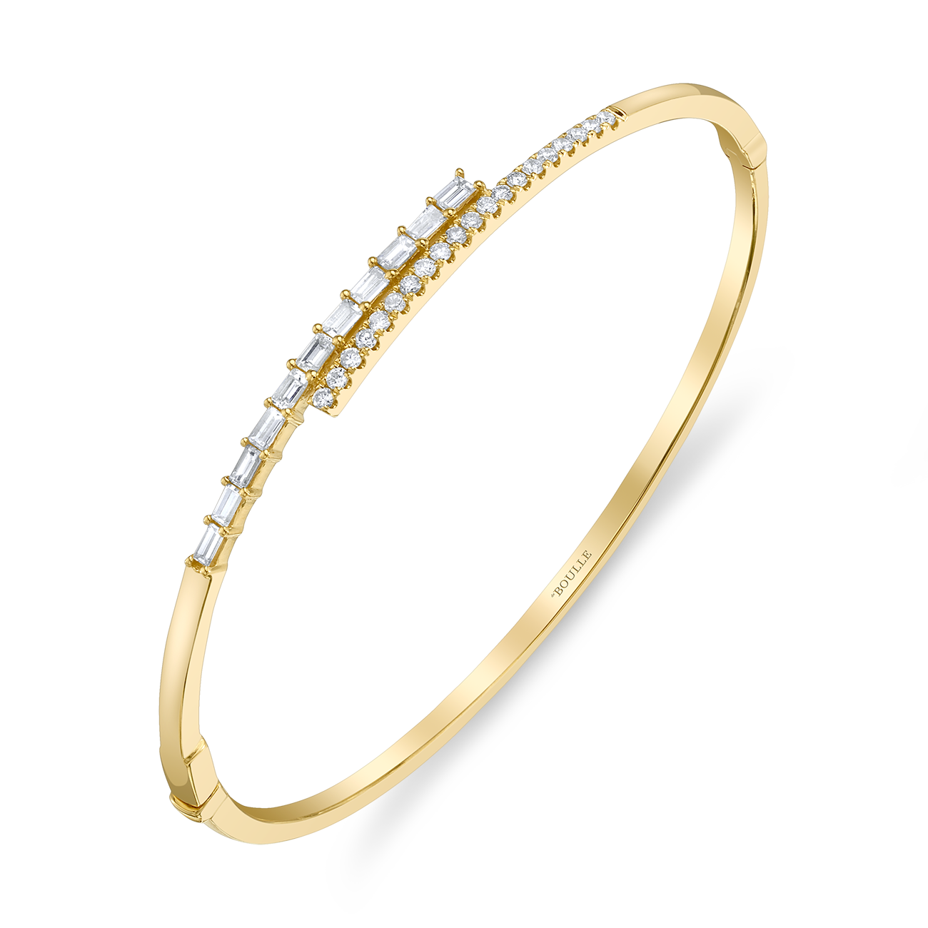 Hinged Bypass Bangle in Yellow Gold