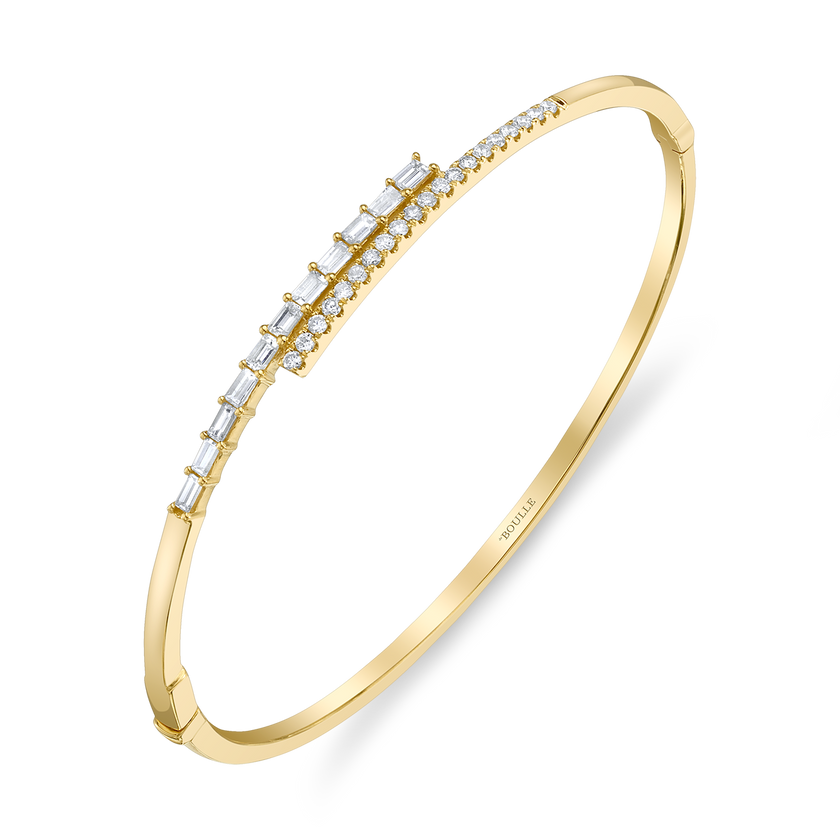 deBoulle Collection Hinged Bypass Bangle in Yellow Gold
