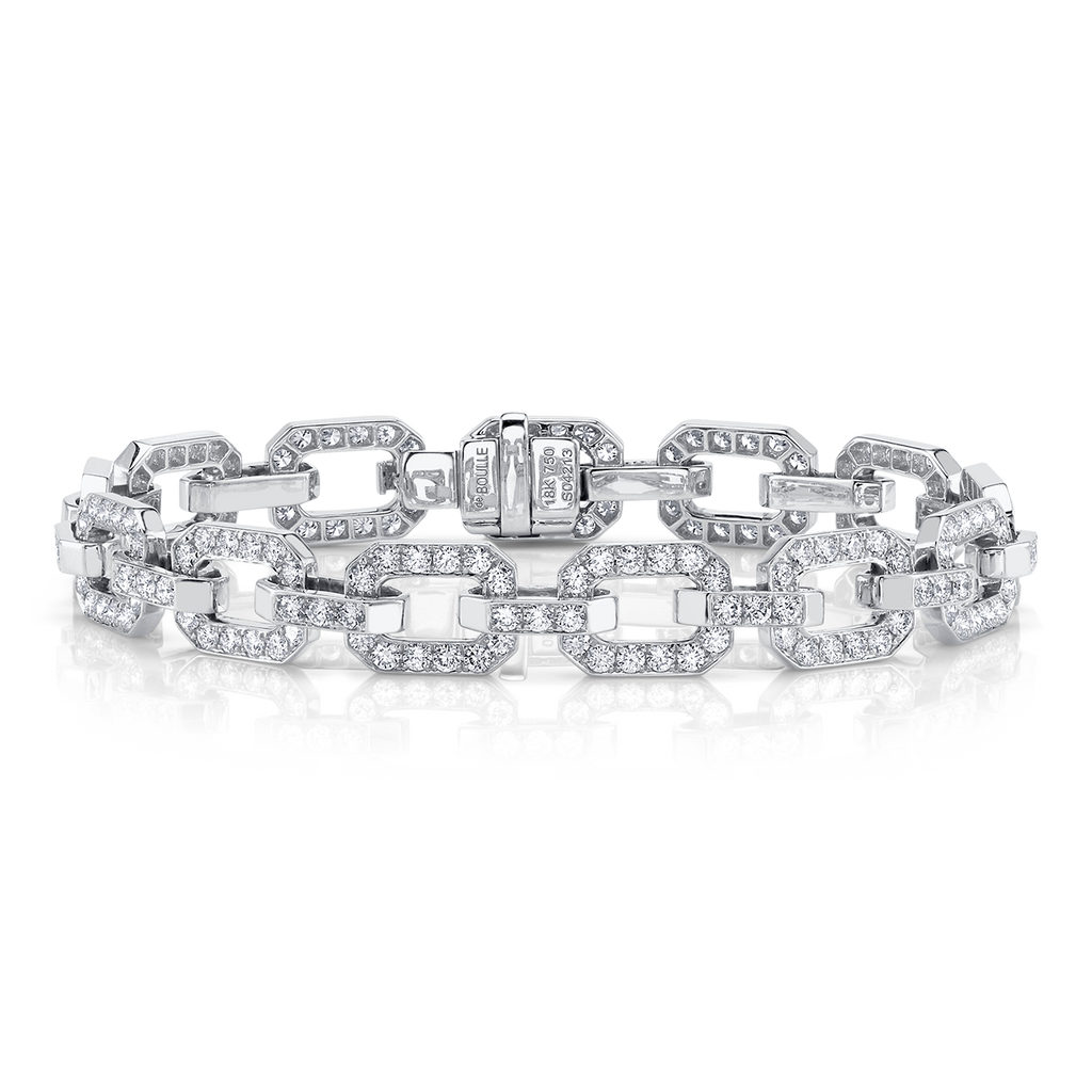 Linkedin Bracelet with Diamonds in White Gold