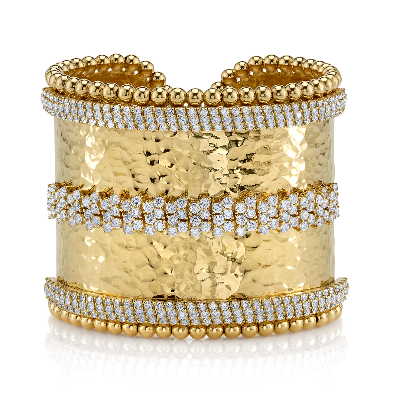 deBoulle Collection Hammered Yellow Gold Cuff