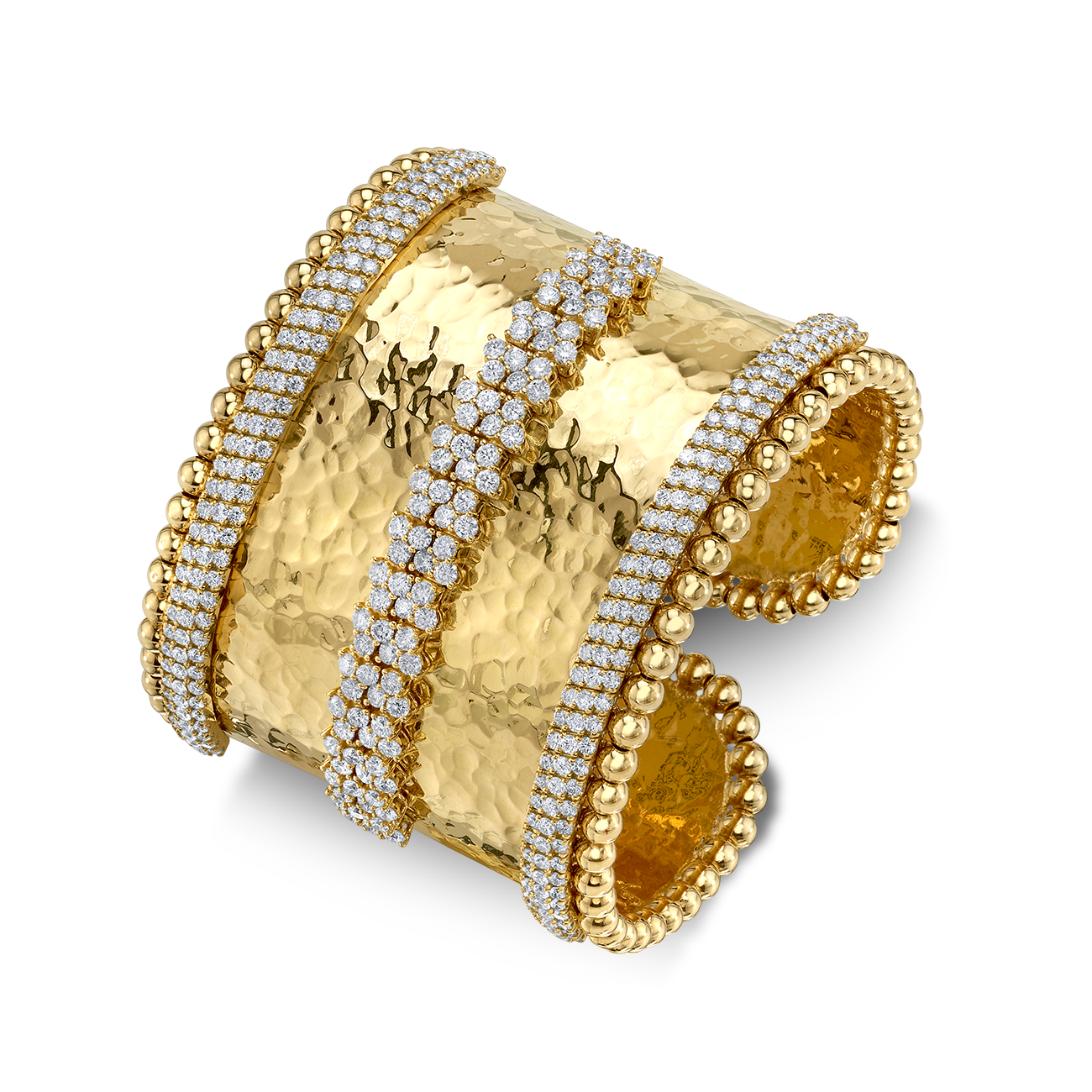 Hammered Yellow Gold Cuff